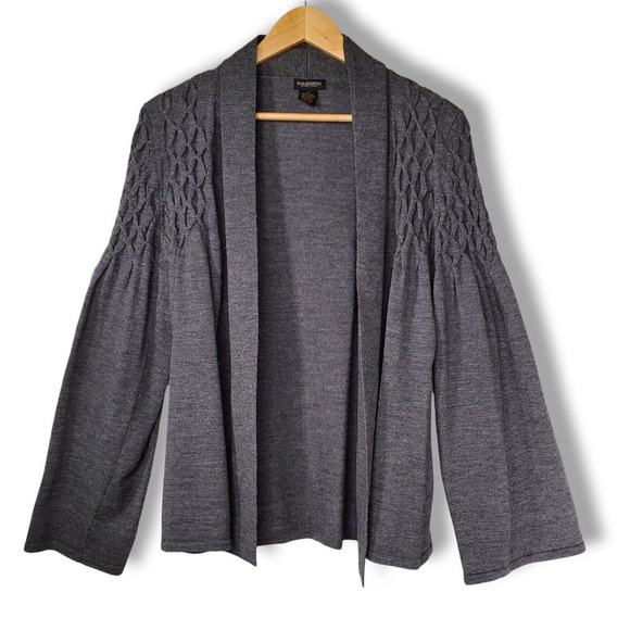 Philosophy Diamond Pattern Bell Sleeve Cardigan Charcoal Gray Size Medium - Picture 1 of 8